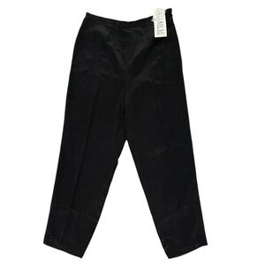 ROBBIE BEE SZ 10 black lined 100% silk pants side zip high rise vintage